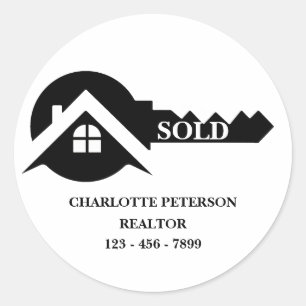 Eye-Catching Custom Real Estate Sold Classic Round Sticker