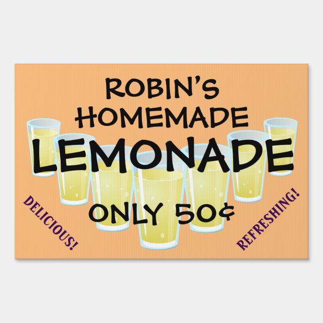 Eye-Catching Customizable Lemonade Sale Sign! Yard Sign (Front)