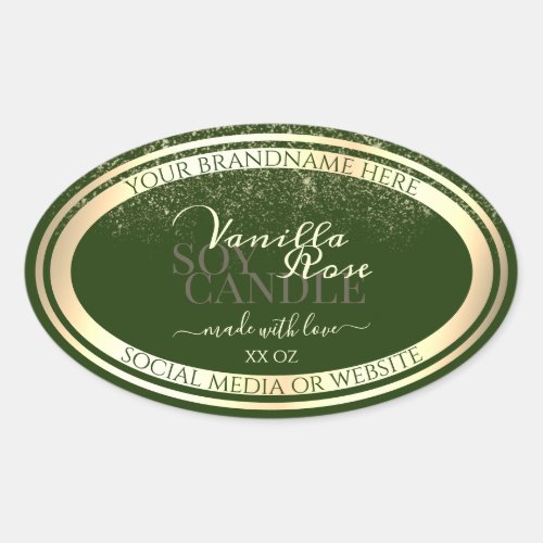 Eye Catching Dark Green Product Labels Gold Frame