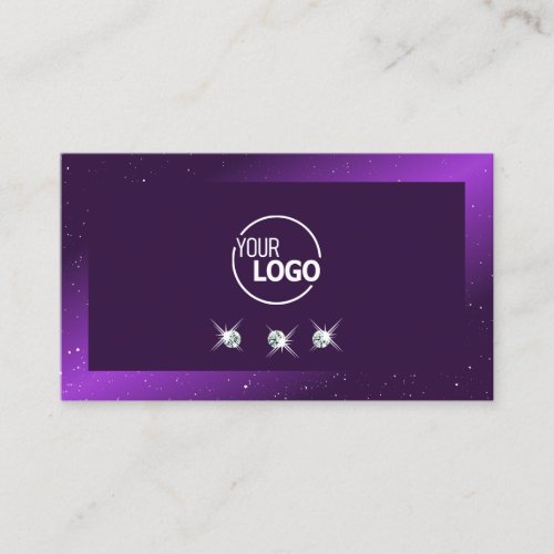 Eye Catching Dark Purple Sparkle Diamonds Add Logo Business Card