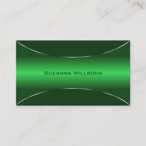 Eye Catching Emerald Green with Chic Silver Border Business Card