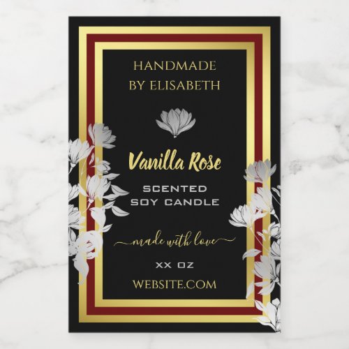 Eye Catching Floral Product Labels Black and Gold