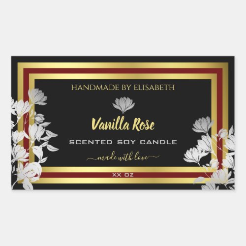 Eye Catching Floral Product Labels Black and Gold