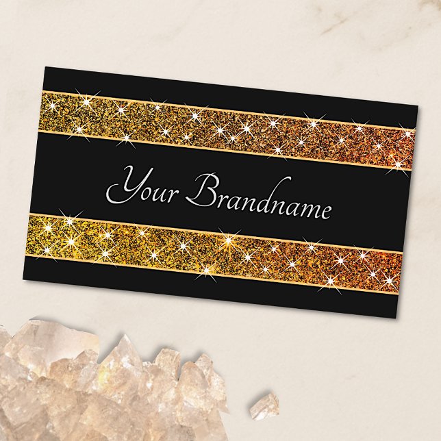 Eye Catching Glamorous Glitter Sparkly Stars Black Business Card (Creator Uploaded)