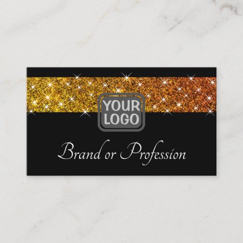 Eye Catching Glitter Spark Stars Custom Logo Black Business Card