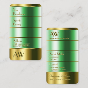 Eye Catching Gold and Green Colors with Monogram Business Card