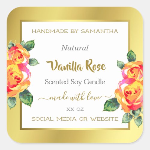 Eye Catching Gold and White Floral Product Labels