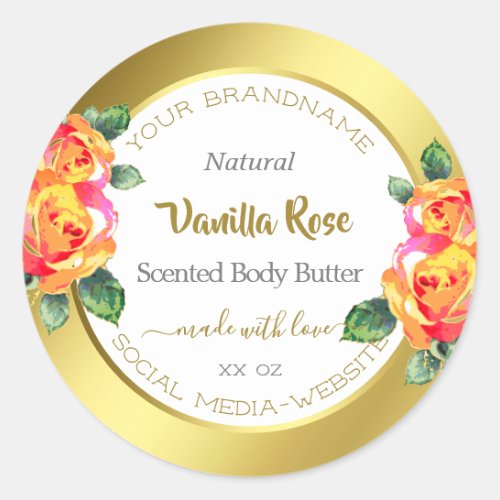 Eye Catching Gold and White Floral Product Labels