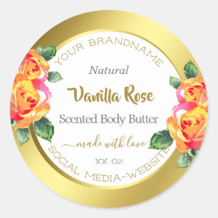 Eye Catching Gold and White Floral Product Labels
