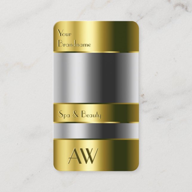 Eye Catching Gold Container Glass Optics Monogram Business Card (Front)