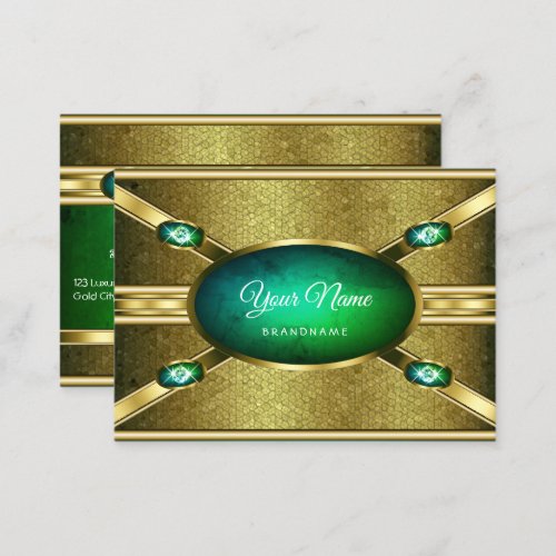 Eye Catching Gold Effects Teal with Faux Diamonds Business Card
