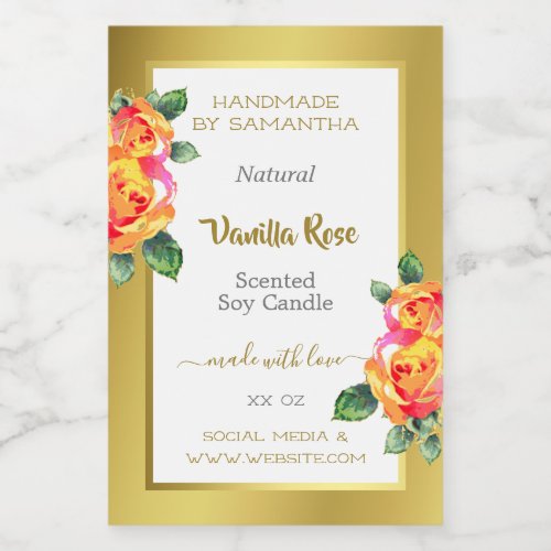 Eye Catching Gold Floral Product Labels Beauty 