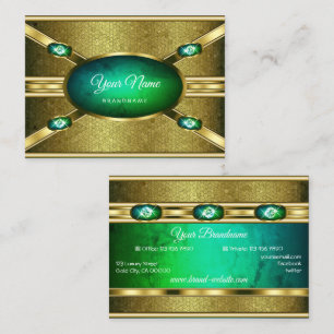 Eye Catching Gold Marbled Teal with Shiny Diamonds Business Card
