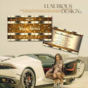 Eye Catching Gold Orange Glitter Stars Creative Business Card