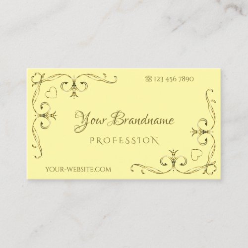 Eye Catching Gold Ornate Corners with Cream Colors Business Card