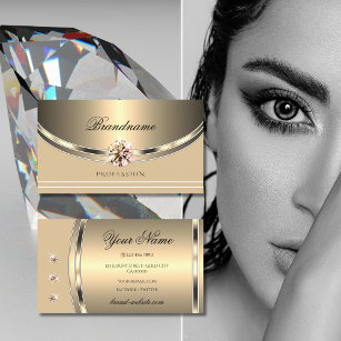 Eye Catching Gold Pastel Beige with Faux Diamonds Business Card
