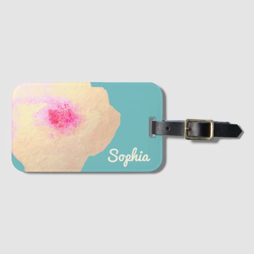 Eye catching Gold Pink Watercolor Floral Name Luggage Tag