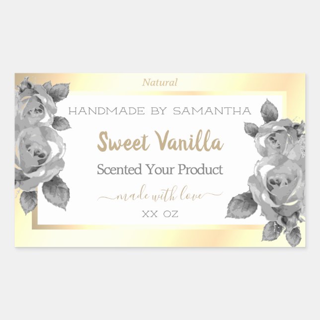 Eye Catching Gold White Product Packaging Labels (Front)