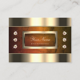 Eye Catching Gold with Orange Marble and Diamonds Business Card