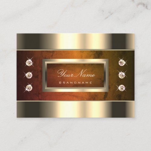 Eye Catching Gold with Orange Marble and Diamonds Business Card