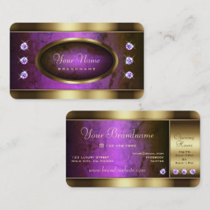Eye Catching Gold with Purple Marble and Diamonds Business Card