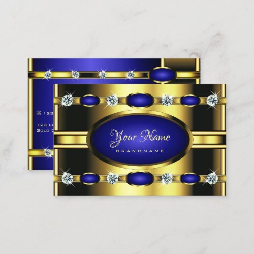 Eye Catching Golden and Blue with Faux Rhinestones Business Card