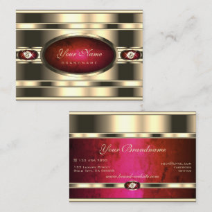 Eye Catching Golden with Red Marble and Diamonds Business Card