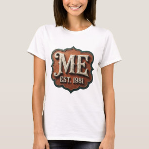 Eye-Catching Gray ME EST 1981 Graphic Design T-Shirt