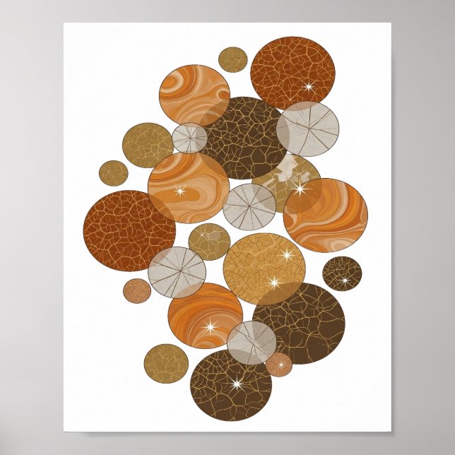 Eye-Catching Gray ORANGE BUBBLES Print (Front)