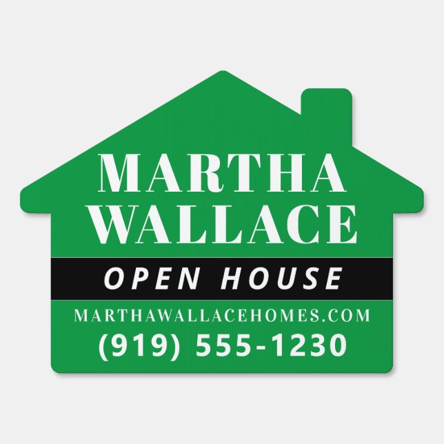Eye Catching Green Real Estate Agent Open House Sign (Front)