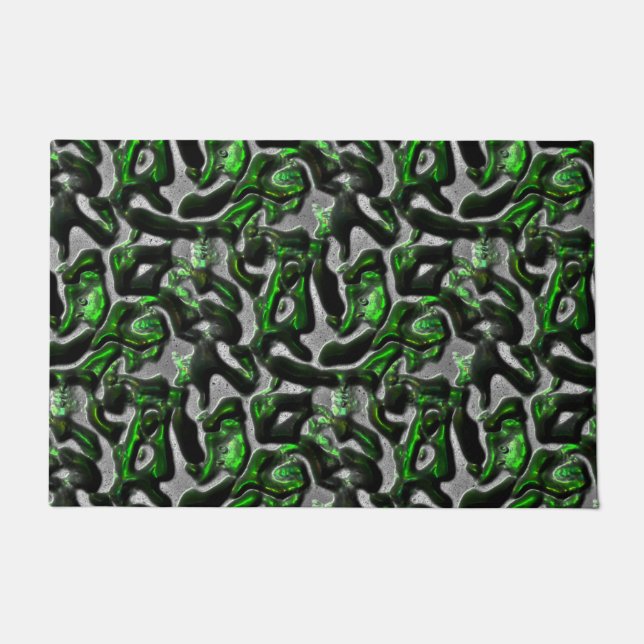 Eye-catching lime green texture carved in gray  doormat (Front)