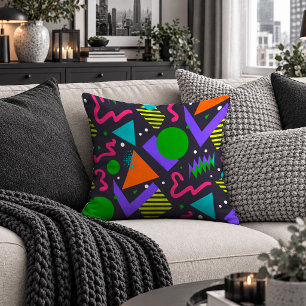 Eye Catching Neon Colorful Shapes Pillow Design