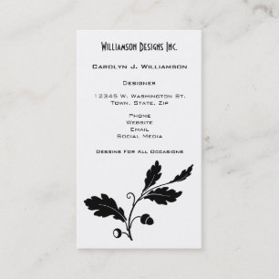 Eye Catching Oak Leaf Design Black White Floral Business Card