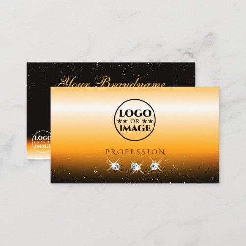 Eye Catching Orange Black Sparkle Jewels with Logo Business Card