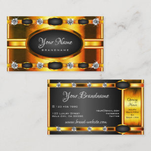 Eye Catching Orange Golden and Black with Diamonds Business Card