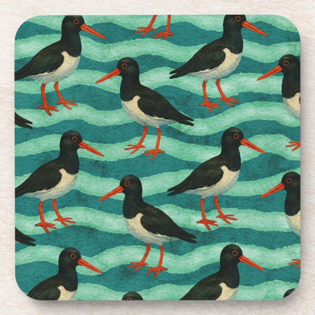 Eye Catching Oyster Catcher Beverage Coaster (Front)