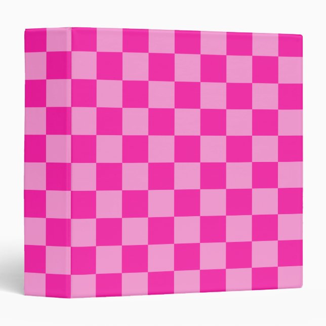 Eye-Catching Pink Checkerboard 3 Ring Binder (Front/Spine)