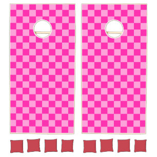 Eye-Catching Pink Checkerboard Cornhole Set