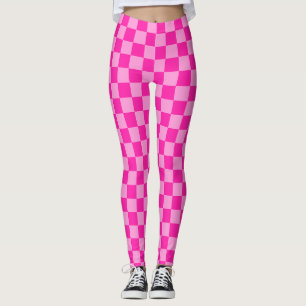Eye-Catching Pink Checkerboard Leggings