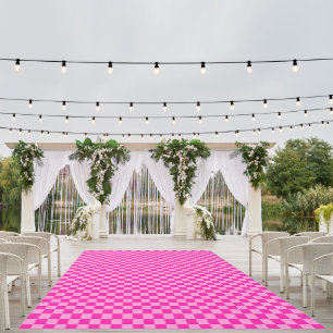 Eye-Catching Pink Checkerboard Outdoor Rug