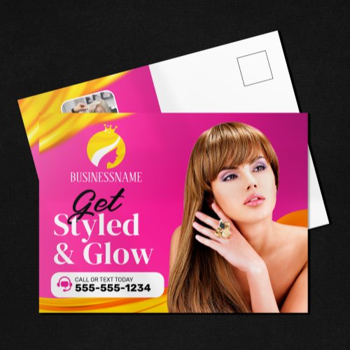 Eye_catching Pink Hair Style Makeup Artist Salon Postcard