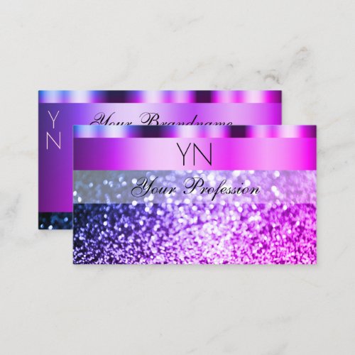 Eye Catching Pink Purple Sparkle Glitter Monogram Business Card