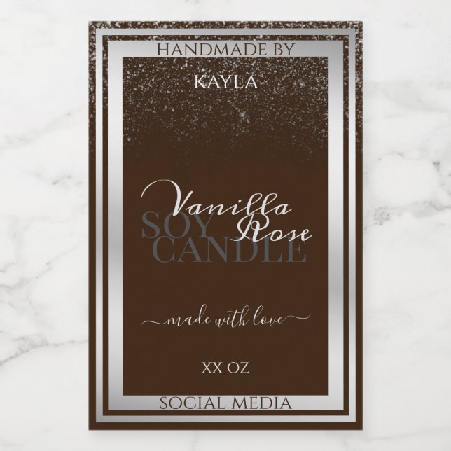 Eye Catching Product Labels Dark Brown and Silver (Single Label)