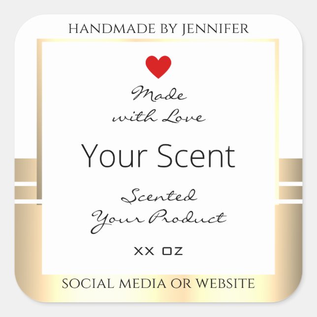 Eye Catching Product Packaging Labels White & Gold (Front)