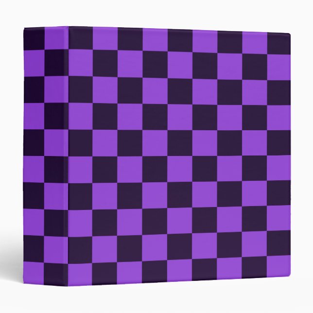 Eye-Catching Purple and Lavender checkerboard  3 Ring Binder (Front/Spine)