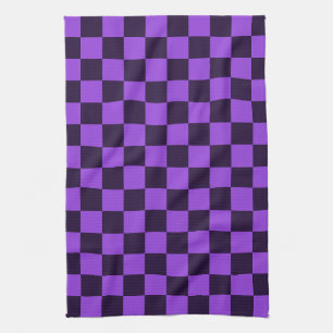 Eye-Catching Purple and Lavender checkerboard Kitchen Towel