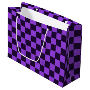 Eye-Catching Purple and Lavender checkerboard  Large Gift Bag