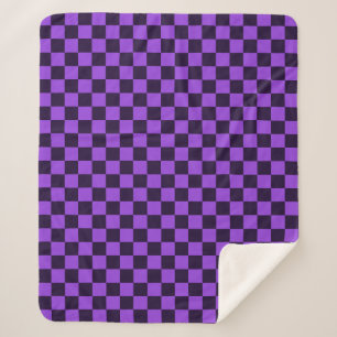 Eye-Catching Purple and Lavender checkerboard Sherpa Blanket
