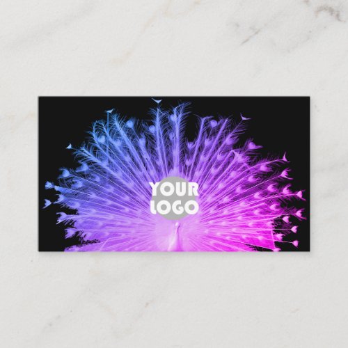Eye Catching Purple Pink Gradient Peacock and Logo Business Card