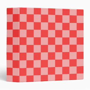 Eye-Catching Red and Pink Checkerboard 3 Ring Binder